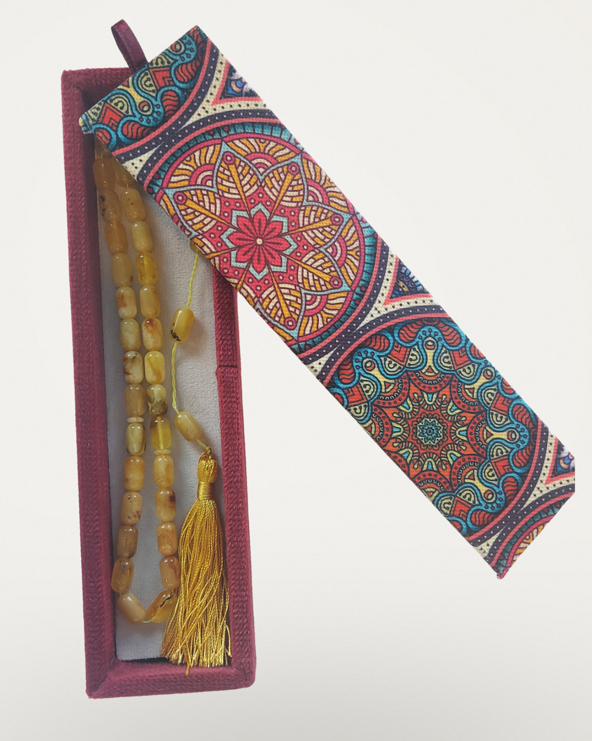 Kadife Hediye Kutusu - Etnik Bordo (Mandala Desen)