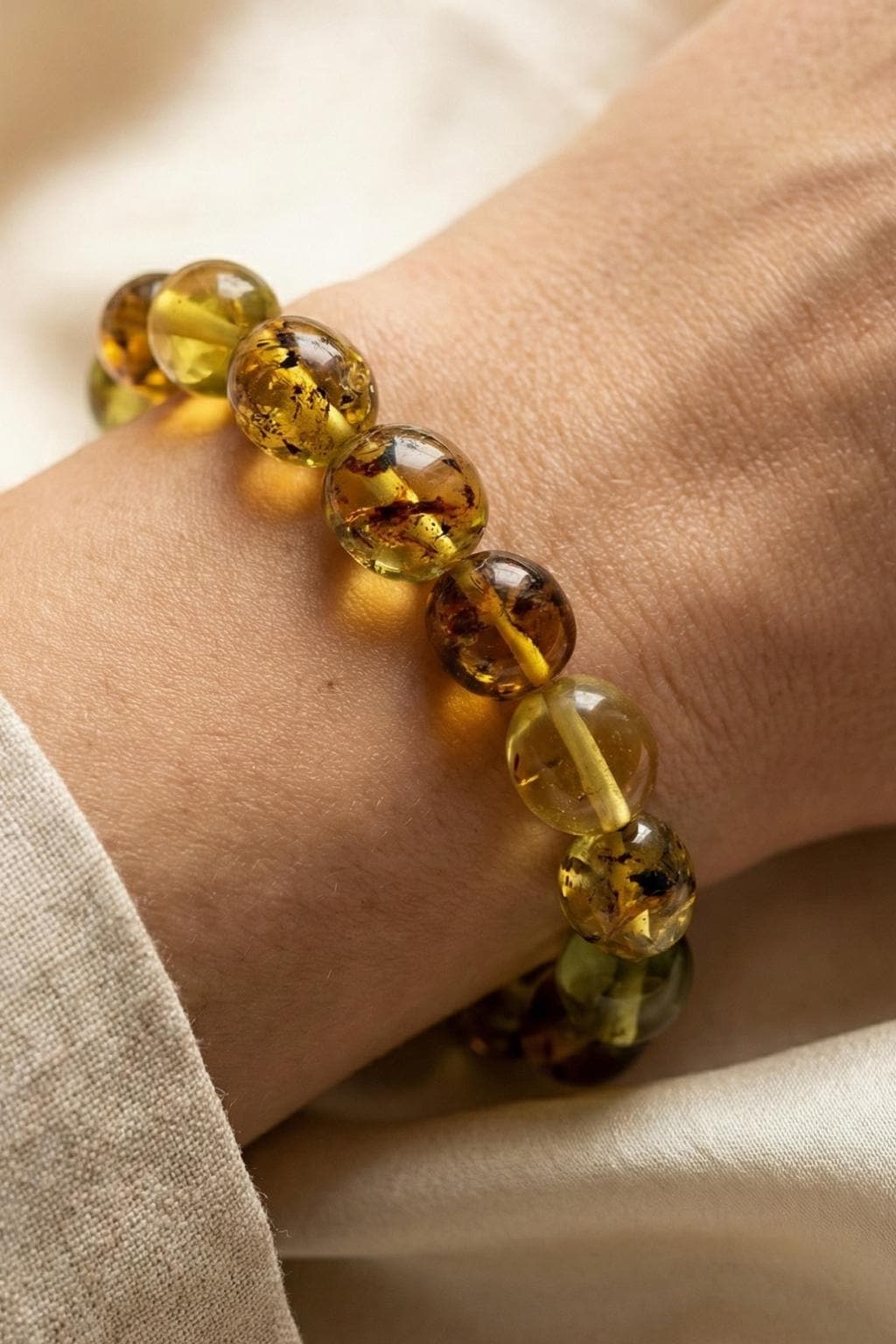 Genuine Baltic Amber Bracelet 10mm Large Baroque Beads 18cm Handmade Unique Women’s Natural Amber Stretch Jewelry