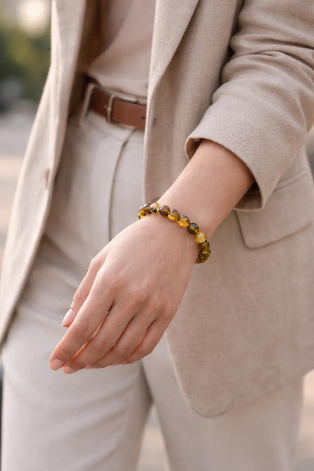 Genuine Baltic Amber Bracelet 10mm Large Baroque Beads 18cm Handmade Unique Women’s Natural Amber Stretch Jewelry