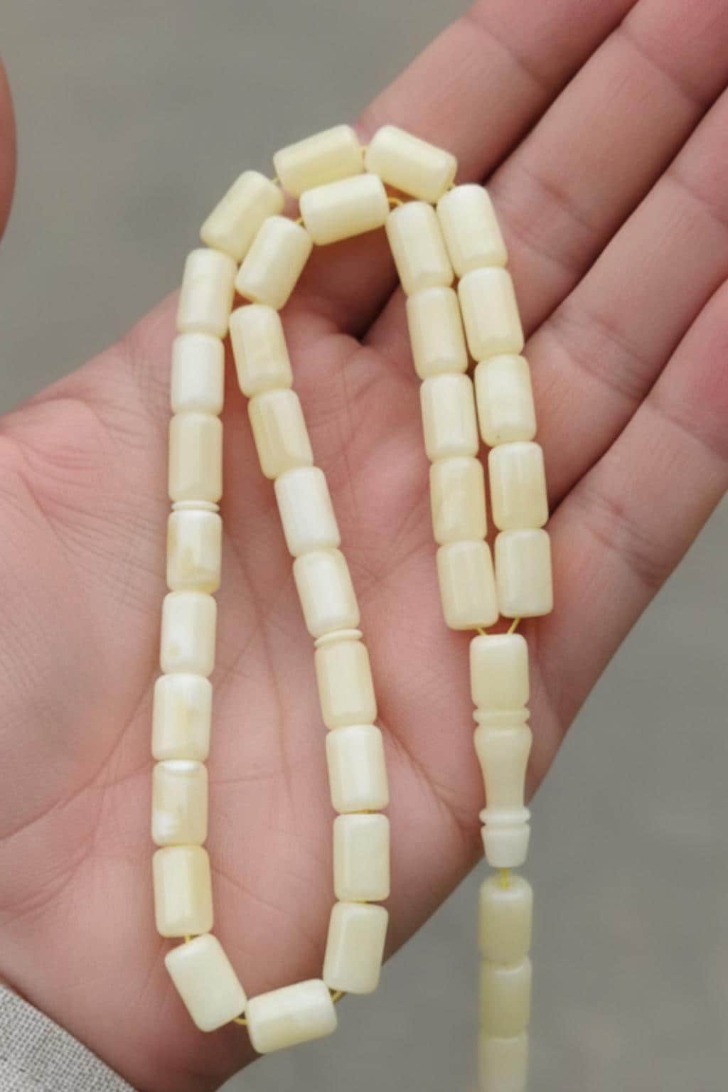 Creamy Yellow Baltic Amber Tesbih, Handmade Islamic Prayer Beads