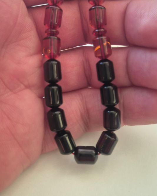 NaturAmber Baltık Gökkuşağı Kehribar Tesbih — 10×7 mm Fıçı Kesim · 33 Tane · Gümüş İmameli
