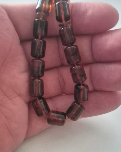 Kahve Sıkma Kehribar Tesbih 11x8,5 mm Fıçı Kesim 33 Tane