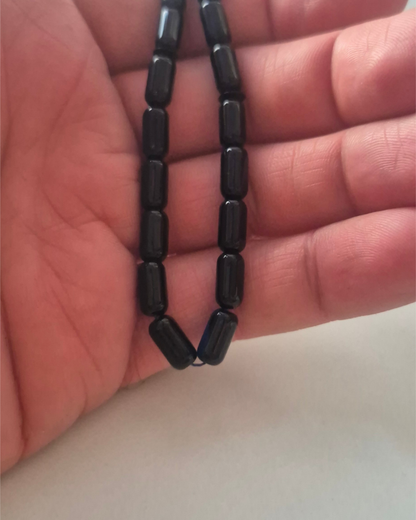 Dominik Mavi Kehribar Tesbih 10x5 mm Fıçı Kesim 33 Tane
