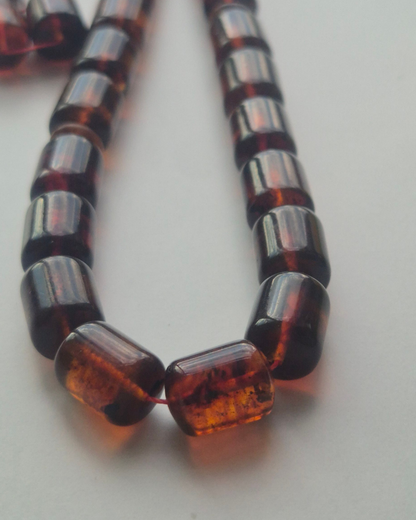 Kahve Sıkma Kehribar Tesbih 11x8,5 mm Fıçı Kesim 33 Tane