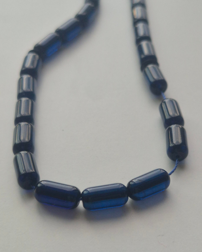 Dominik Mavi Kehribar Tesbih 10x5 mm Fıçı Kesim 33 Tane