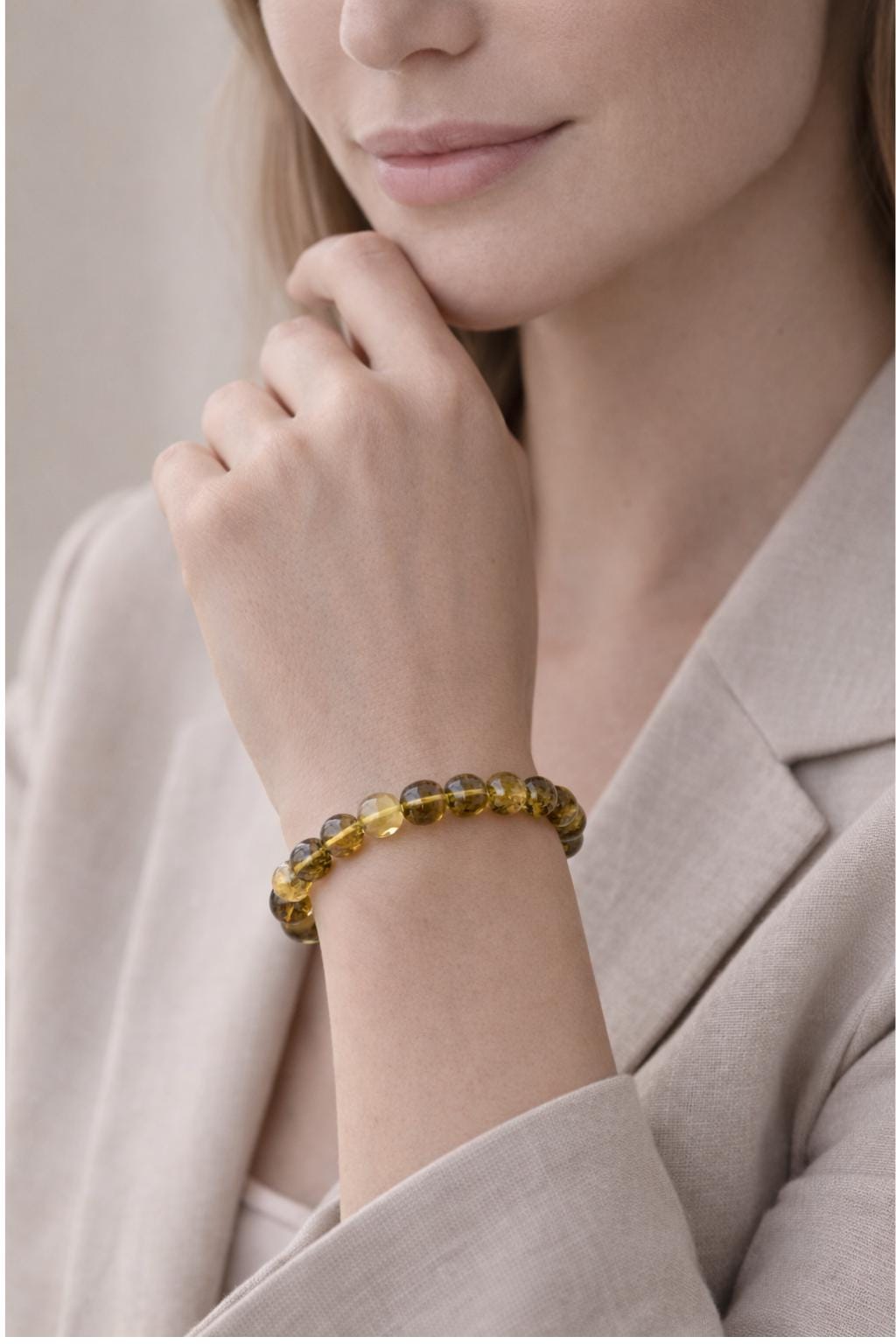 Genuine Baltic Amber Bracelet 10mm Large Baroque Beads 18cm Handmade Unique Women’s Natural Amber Stretch Jewelry