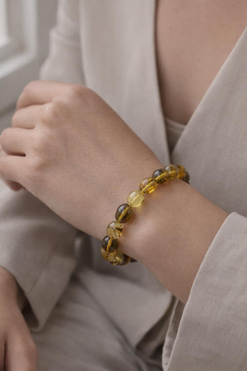 Genuine Baltic Amber Bracelet 10mm Large Baroque Beads 18cm Handmade Unique Women’s Natural Amber Stretch Jewelry