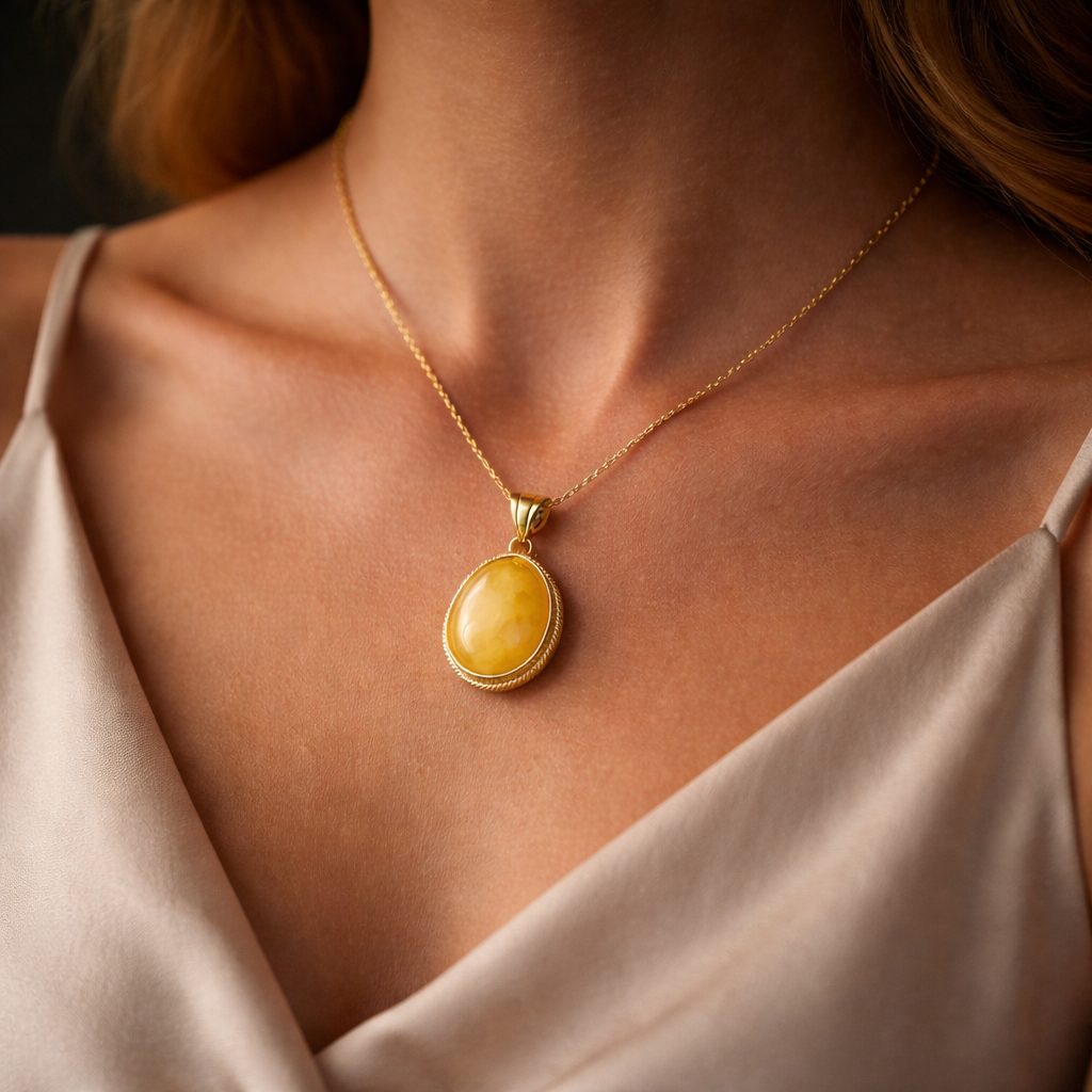 Milky Amber Pendant Necklace – Amber Pendant for Women | Naturamber