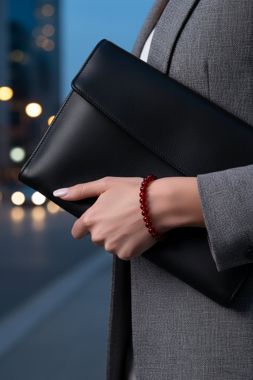 Naturamber Genuine Red Amber Bracelet for Women | 7 inches Ruby Caribbean Baroque Beads | Handmade Natural Stone Jewelry for Adult