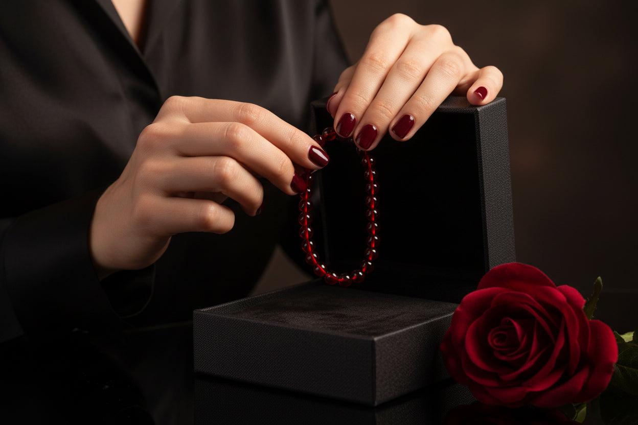 Naturamber Genuine Red Amber Bracelet for Women | 7 inches Ruby Caribbean Baroque Beads | Handmade Natural Stone Jewelry for Adult