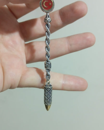 925 ayar gümüş tesbih püskülü — 13–16 gram ağırlık bandı, el örgüsü kazaziye