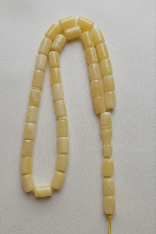 Creamy Yellow Baltic Amber Tesbih, Handmade Islamic Prayer Beads