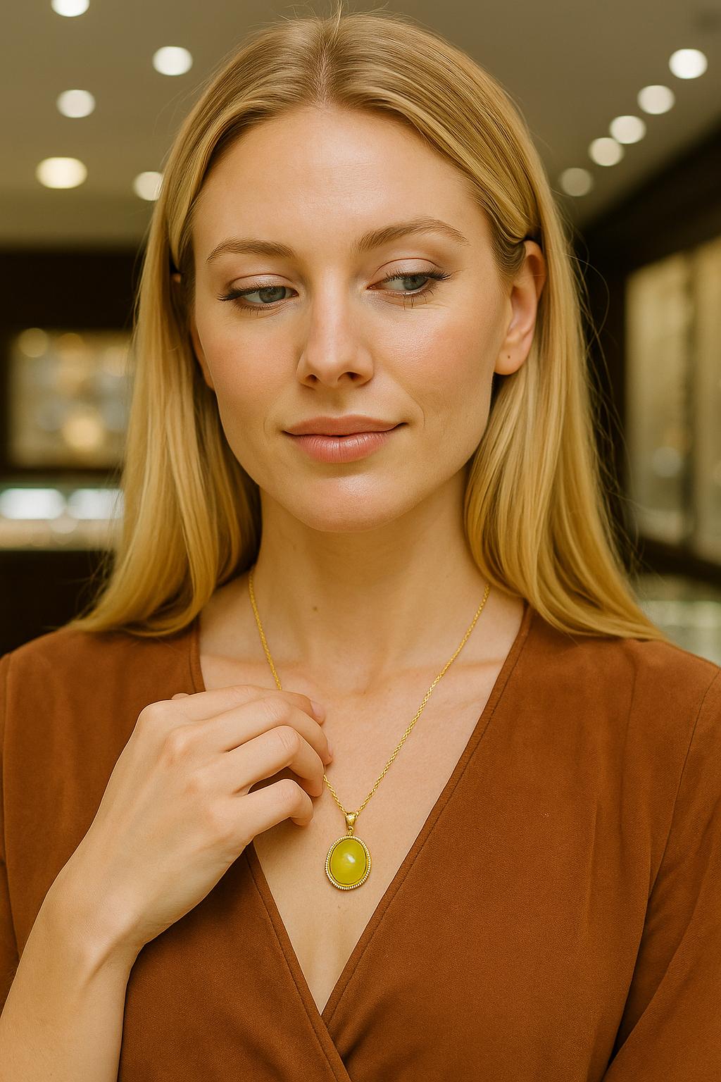 Minimalist Crown Chakra Necklace | Handmade Genuine Baltic Amber Pendant in Gold Plated Silver | Rare Butterscotch Jewelry Gift for Her