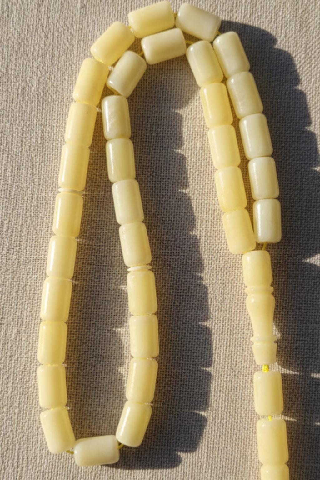 Creamy Yellow Baltic Amber Tesbih, Handmade Islamic Prayer Beads