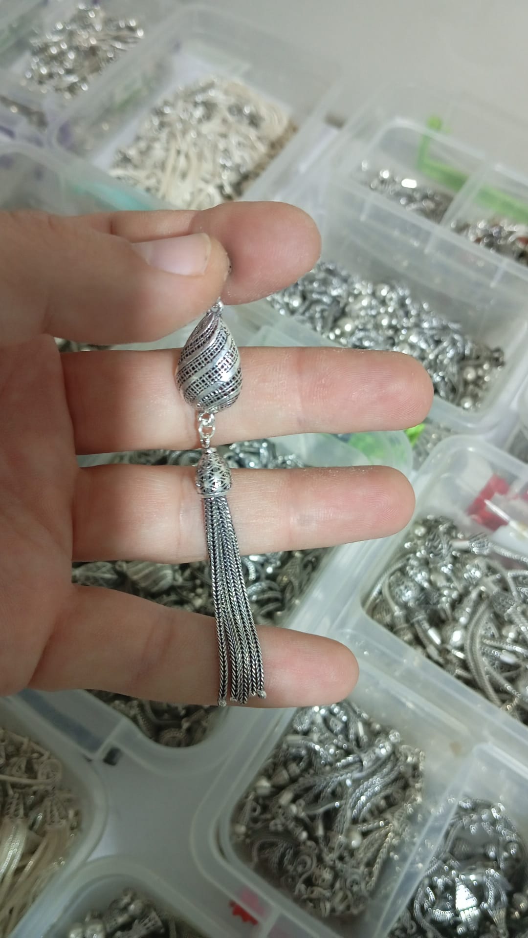 Burgu Kozalak 925 ayar gümüş tesbih püskülü