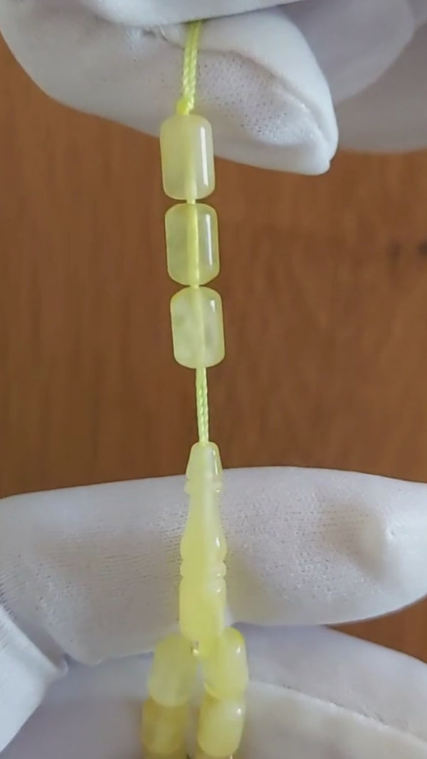 Yarı Şeffaf Sütlü Kaya Damla Kehribar Tesbih — 8×5 mm Fıçı Kesim · 33 Tane - Baltık kehribarı
