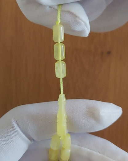 Yarı Şeffaf Sütlü Kaya Damla Kehribar Tesbih — 8×5 mm Fıçı Kesim · 33 Tane - Baltık kehribarı