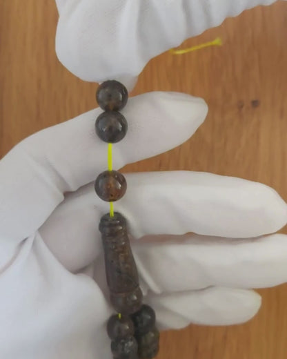 Fosilli Damla Kehribar Tesbih — 9,6 mm Küre Kesim · 33 Tane - Polonya kehribarı