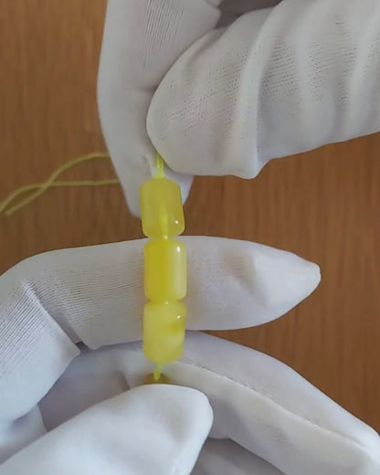 Yarı Şeffaf Sütlü Kaya Damla Kehribar Tesbih — 11,5×8 mm Fıçı Kesim · 33 Tane - Rusya kehribarı