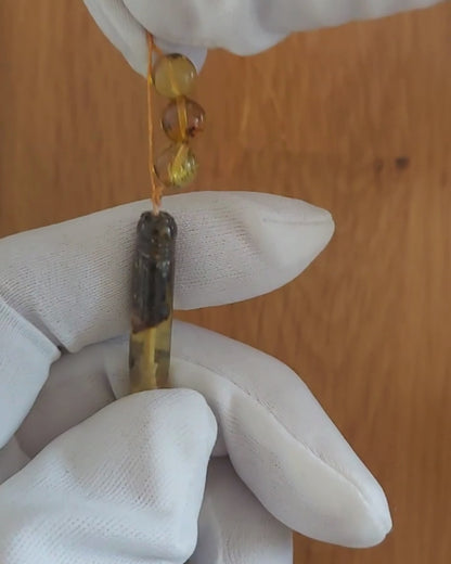 Fosilli Damla Kehribar Tesbih — 7,2 mm Küre Kesim · 99 Tane - Polonya kehribarı