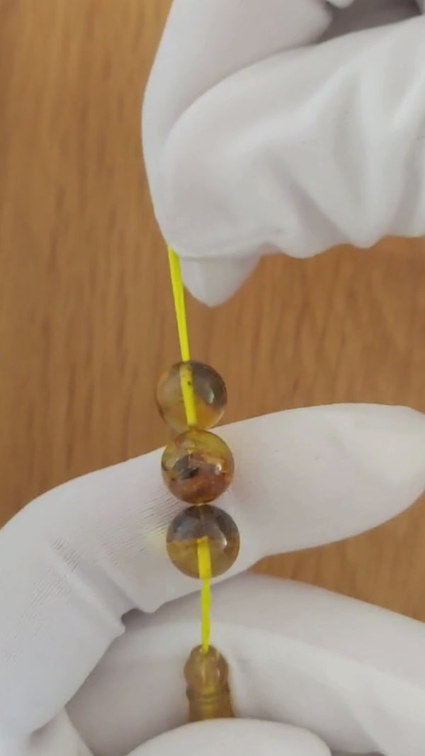 Bal Damla Kehribar Tesbih — 9,5 mm Küre Kesim · 33 Tane - Polonya kehribarı