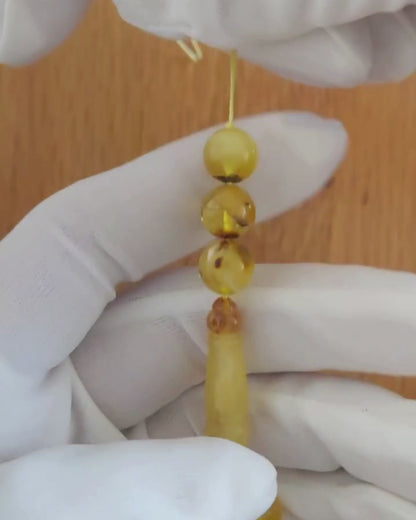 Yarı Şeffaf Sütlü Damla Kehribar Tesbih — 9,6 mm Küre Kesim · 33 Tane - Polonya kehribarı