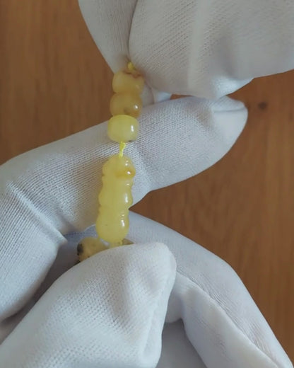 Beyaz Sütlü Damla Kehribar Tesbih — 4,8×6,5 mm Hımbıl Kesim · 99 Tane - Baltık kehribarı