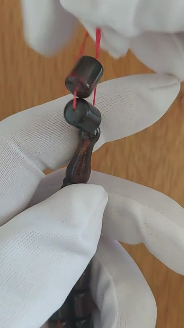 Koyu Kahve Pres Kehribar Tesbih 10,5x8 mm Fıçı Kesim 33 Tane