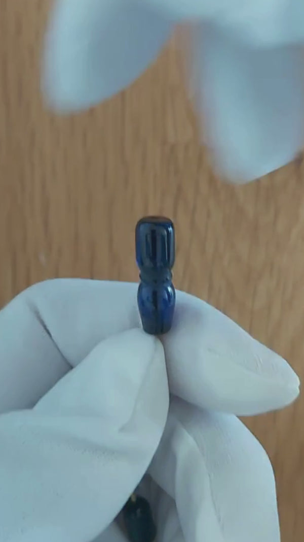 Dominik Mavi Kehribar Tesbih — 9,8×7 mm Fıçı Kesim · 33 Tane