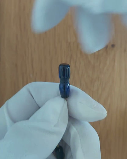 Dominik Mavi Kehribar Tesbih — 9,8×7 mm Fıçı Kesim · 33 Tane