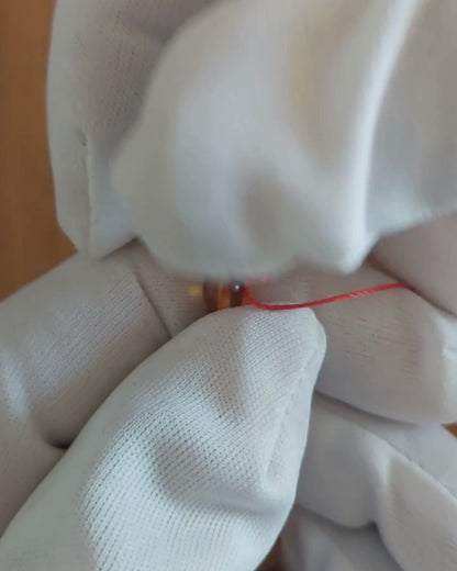 Açık Kahve Sıkma Kehribar Tesbih 11,5x8,5 mm Fıçı Kesim 33 Tane
