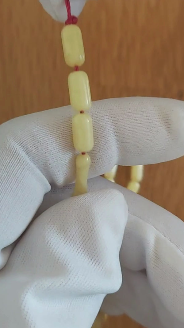 Sütlü Kehribar Tesbih 9,7x5 mm Fıçı Kesim 33 Tane