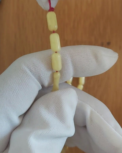 Sütlü Kehribar Tesbih 9,7x5 mm Fıçı Kesim 33 Tane