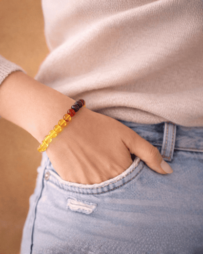 Hakiki Baltık Kehribar Bileklik – Gökkuşağı Renkli Kehribar Boncuklar | Doğal amber